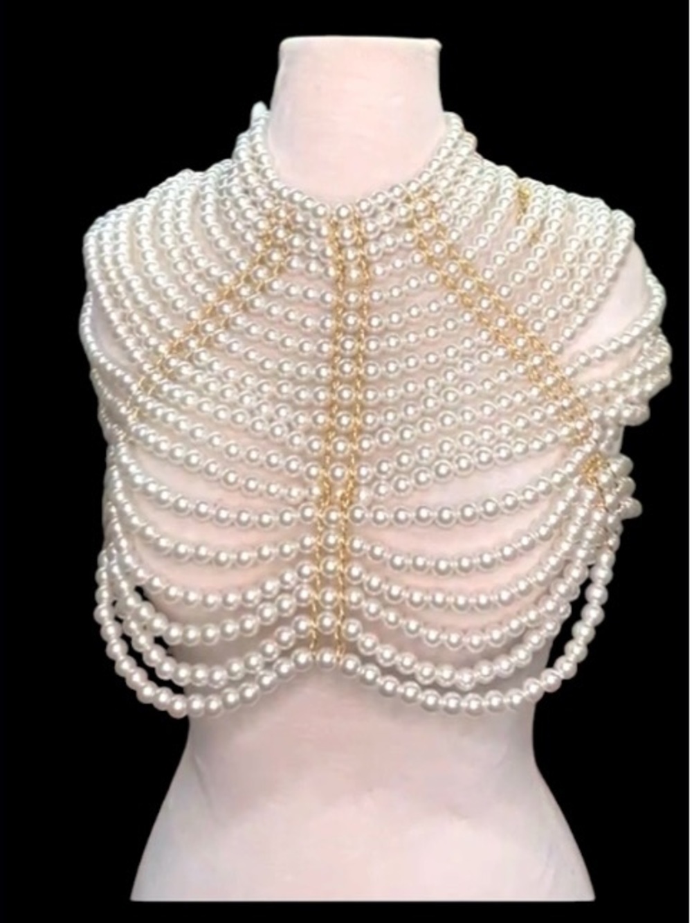 Statement Pearl Layered Capelet Necklace/Body Chain NWOT